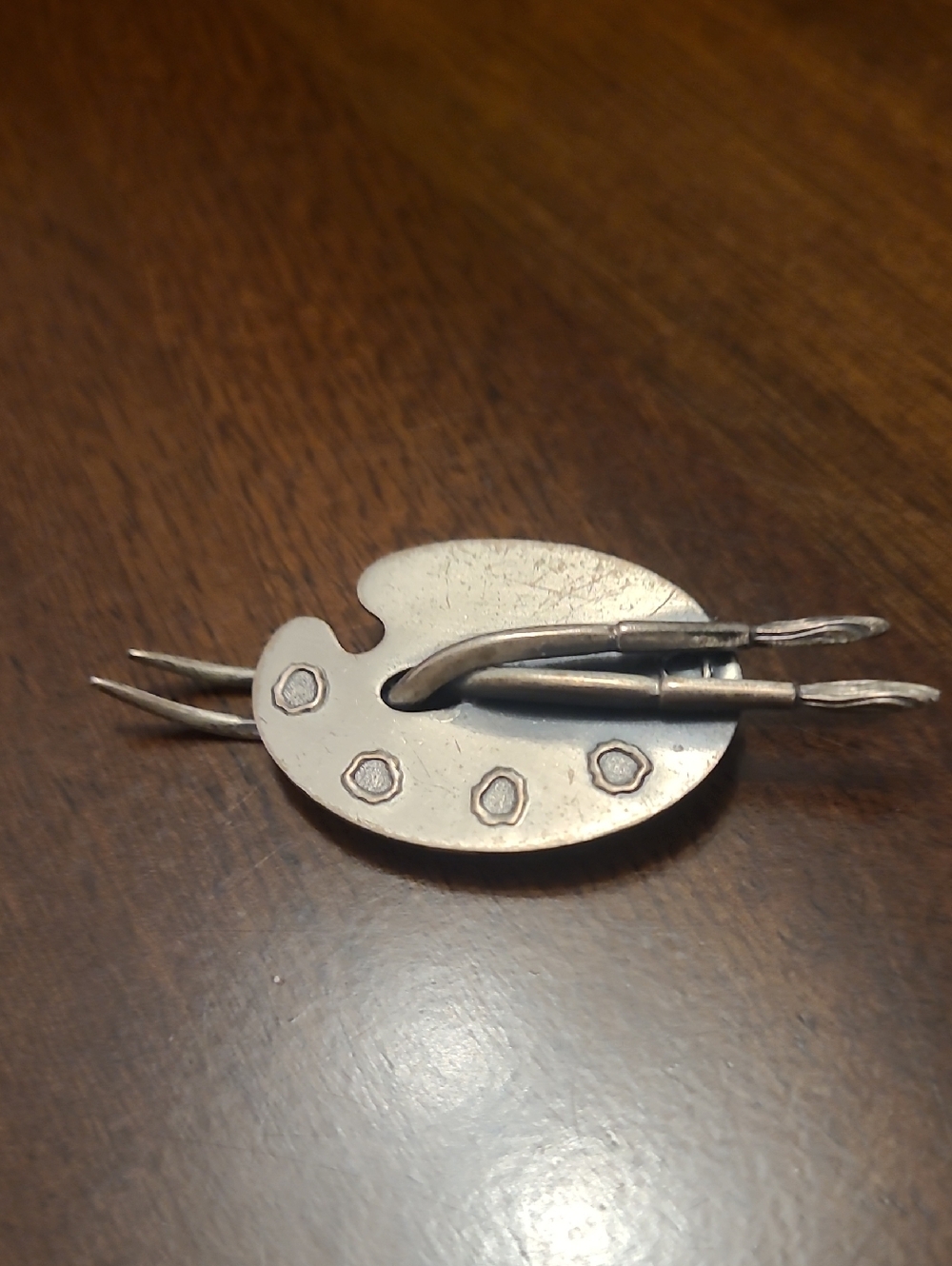 Sterling Silver Artistic Paint Palette Brooch